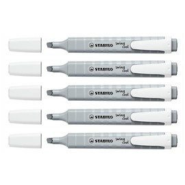 STABILO Swing Cool Highlighters Pastel Bevel Tip Silk Grey Pack of 5aa