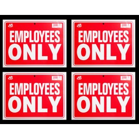 4 Signs EMPLOYEES ONLY Sign Flexible Heavy Thick Plastic (9 inch X 12 inch) by Home Bay