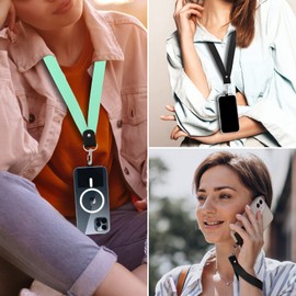 Phone Lanyard, 4 Pack Universal Nylon Cell Phone Lanyard Holder for Around The Neck for Women, Wrist Key Chain Lanyard Compatible with Most Smartphones (Black Green)
