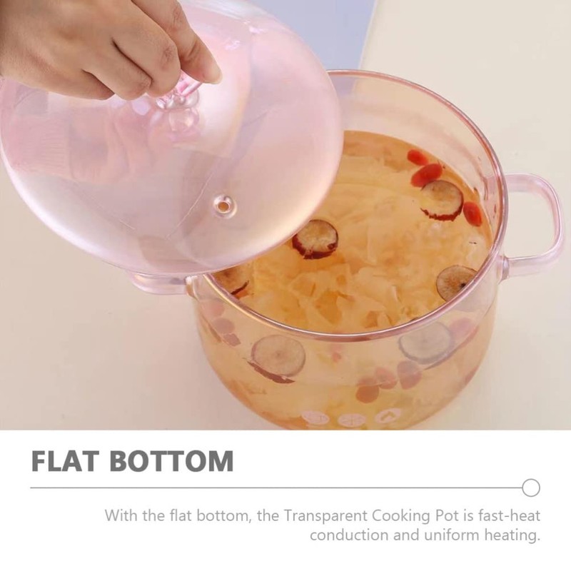 Vaguelly Glass Pot, Clear Glass Cooking Pot Saucepan with Lid,