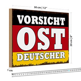 Caution East German | Decorative Wooden Sign in Retro Style for Collectors and Decorators | 20 cm x 30 cm