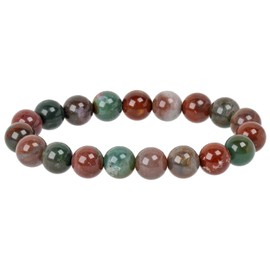 ELEDORO PowerBead Ladies Bracelet, String Gemstone Beads, 10 mm x 17-18 cm, green-red