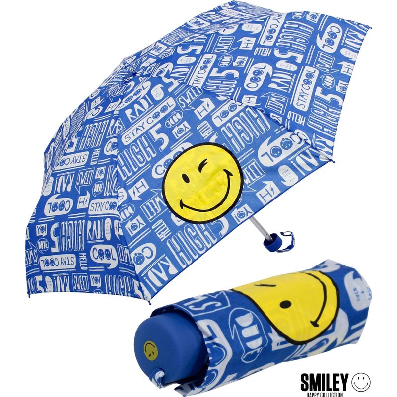 Smiley World Pocket Umbrella Mini Manual Stay Cool, blue
