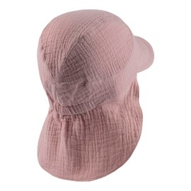 Sterntaler Peaked cap with neck protection plain made of organic cotton - peaked cap girls protects the head from the sun - sun cap baby UV 50+ with tie band, Velvet pink.