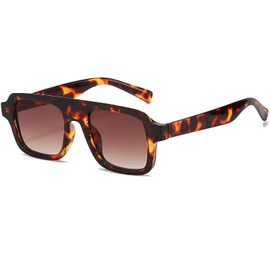 Breaksun Retro Square Sunglasses for Women Men Trendy Thick Frame Square Aviator Sun Glasses 70s Vintage Shades (Tortoise/Brown gradient)