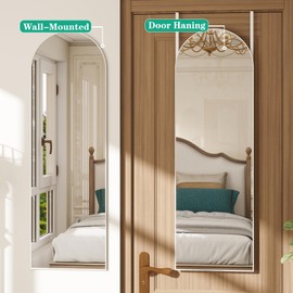 TinyTimes Over The Door Mirror, Door Mirror Full Length,Arch Mirror Full Length, 48"x14" Mirror Full Length Door Hanging, Door Hanging Mirror or Bedroom Living Room, Closet, Silver