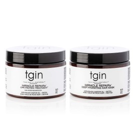 tgin Miracle RepaiRx Strengthening CPR Protein Treatment & Deep Hydrating Hair Mask, for Curly, Coily and Wavy Hair, Repairs, Protects, and Restores Damaged Hair, 12 oz, (Set)