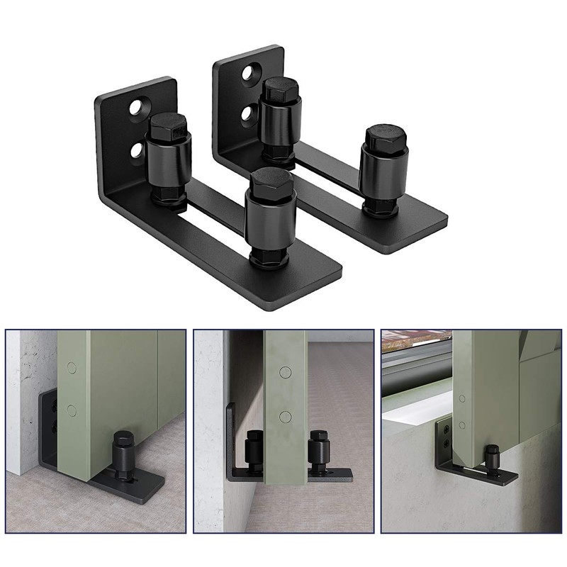 SMARTSTANDARD Sliding Barn Door Bottom Adjustable Floor Guide Roller, Black,