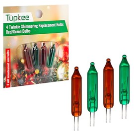 Tupkee Shimmering Twinkle Replacement Bulbs – 4-Volt Red & Green Incandescent Mini Bulbs - 4 Bulbs per pkg