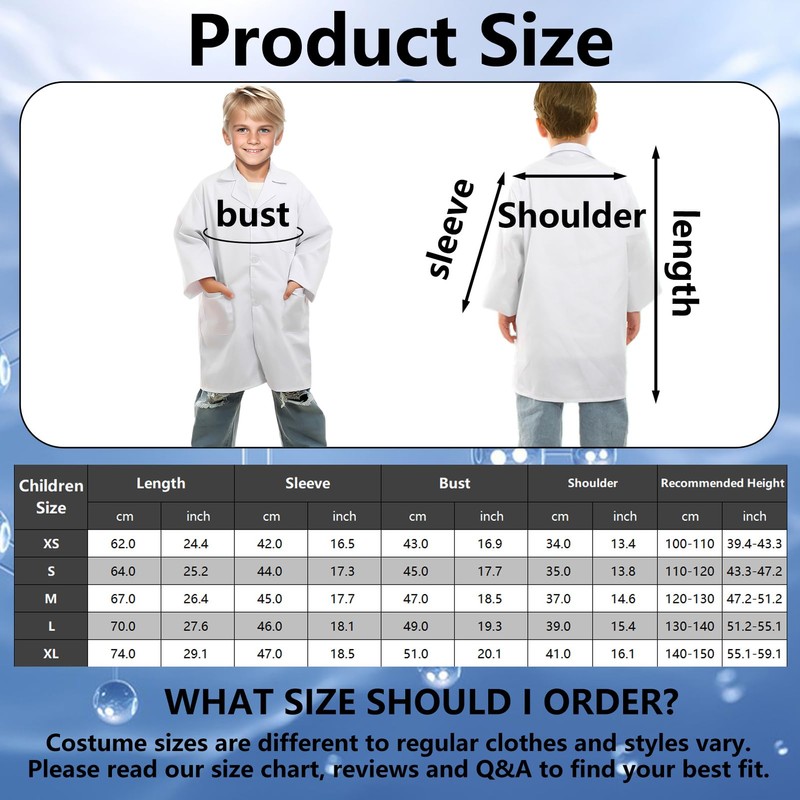 Formemory 110 Children's Lab Coat, Lab Coat, Halloween, Experiment, Costume,
