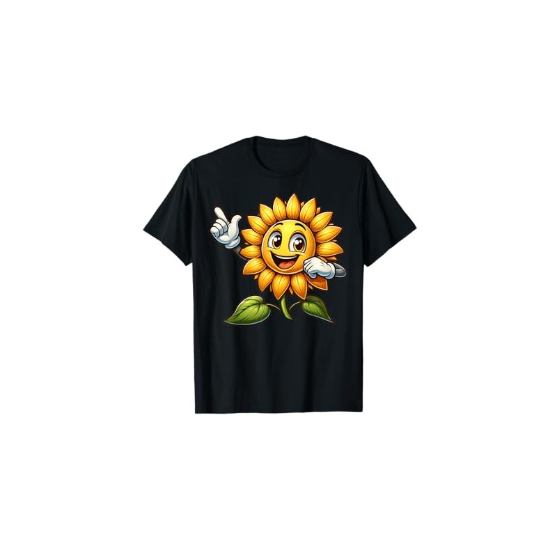 Cartoon Sunflower Character For Children Say Aye Face T-Shirt