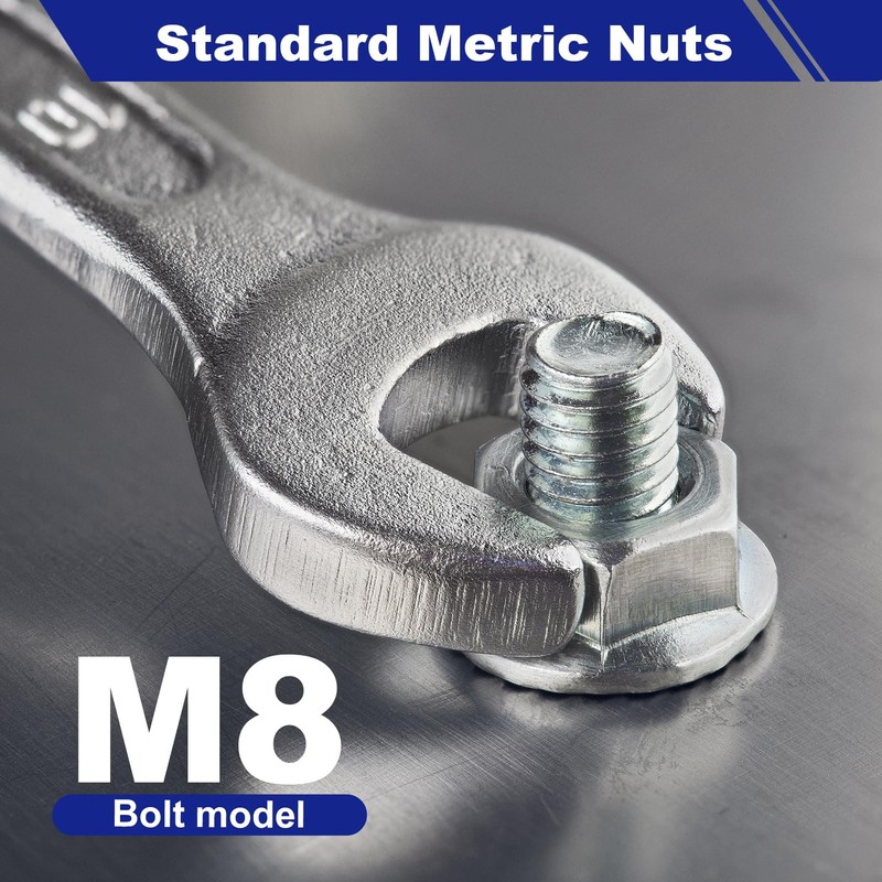 M8 Flange Nuts, 20 Pcs Stainless Steel Metric Hex Lock