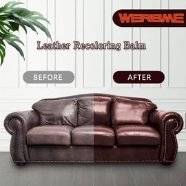 WERBME Leather Recoloring Balm, Black Leather Color Restorer, Leather Dye, Leather Couch Paint-Repair Leather Color on Faded & Scratche, for Restore Couches, Car Seats, Clothing, Shoes