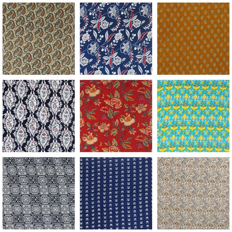 Marubhumi Set of 10 Multicolored Reusable Cloth Napkins - Soft,