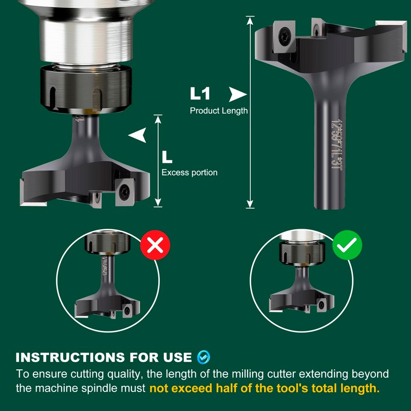 BALUGAEA CNC Spoilboard Surfacing Router Bit 12mm Shank 59mm Diameter,