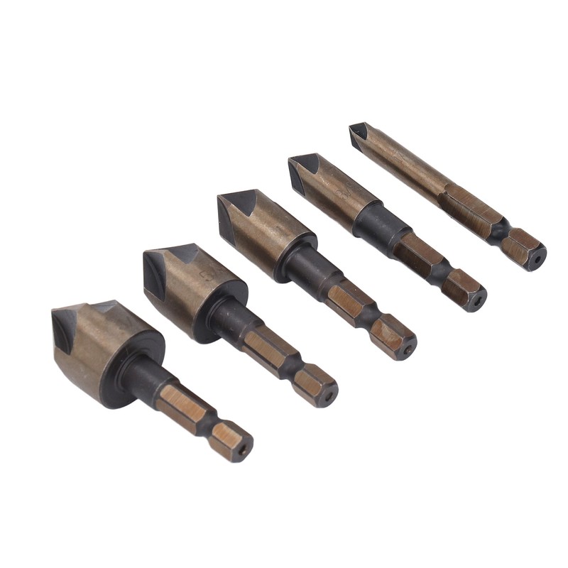 5 Pcs Countersink Drill Bit 1/4in 3/8in 1/2in 5/8in 3/4in