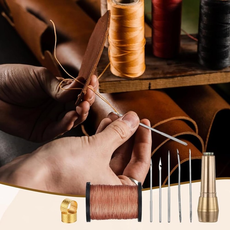 Snblzhef 9pcs Leather Sewing Awl Kit with Copper Handle with