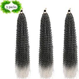 Passion Twist Hair Extensions Black to White Curly Crochet Hair 12 Inch Short Curly Braiding Hair 3 Packs Ombre Crochet Braids with Curls for Black Women(12",1B60)