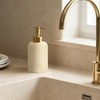 SEICASAYA 13.5 oz Bathroom & Kitchen Countertop Soap Dispenser, Travertine-Look
