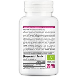 Organic Aronia Berry Capsules - Black Chokeberry Supplement with Natural Anthocyanin & Polyphenols for Immune Defend - from Aronia Berries Powder - GMO-Free, Gluten-Free - 500mg, 90 Vegan Capsules