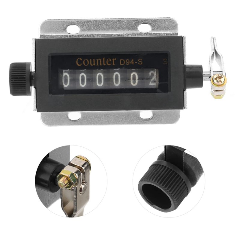 D94-S 6-Digit Resettable Mechanical Draw Counter 0-999999 Forms, 6-Digit Mechanical