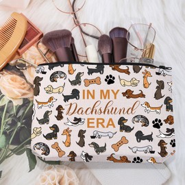 MEIKIUP Dachshund Makeup Bag Dachshund Dog Lover Gifts Dog Mama Makeup Travel Bag in My Dachshund Era Cosmetic Bag (CA dachshund Bag)