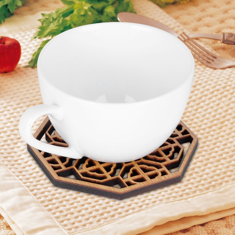 6PCS Bamboo Coaster Teacup Mat AntiScald Heat Insulation Pad Tea