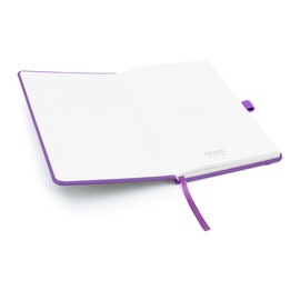Notes London Plain Page A5 Notebook, White Unlined Blank Pages, Pen Loop, Ribbon and Paper Pocket, Medium Hardback, Note, Eco Sustainable sourced Paper (Purple)