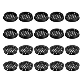 sourcing map 30Pcs 50mm/1.97" Circular Soffit Air Vents, Plastic Soffit Vent Cover, Round Mesh Hole Louver for Bathroom Kitchen Cabinet Wardrobe, Black