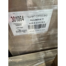 LPS Lowpricesupply 1000 Pack 1 Unit Bulk 1 lb Kraft Tin Tie Coffee Bags 4-1/4"x2-1/2"x10-1/2"