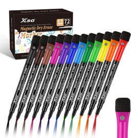 ABEIER ABEIER Whiteboard Marker, schwamm Whiteboard stifte,Boardmarker mit Schwamm Magnete, Dry Erase Marker Trocken Abwischbar, Rundspitze 1-2mm, Perfekt für Zuhause Schule Büro72er Pack