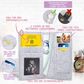 Marvelights Felt Maternity Log Cover for German Maternity Log Protective Cover for Storing Vaccination Certificate etc., Cute Gift for Pregnant Women and Future Mothers Sun (Light Grey)