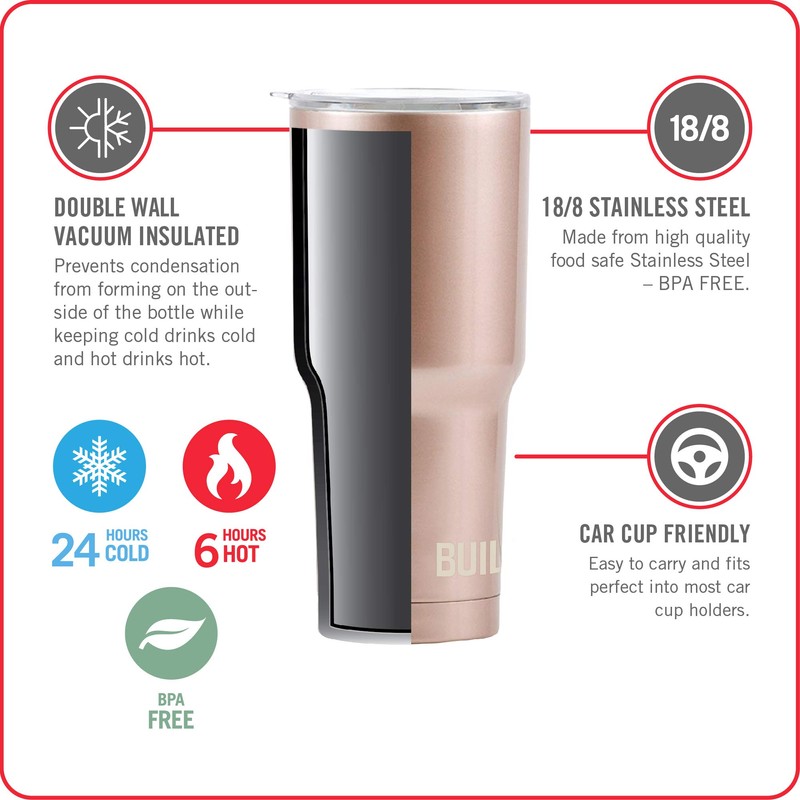 BUILT 30 Ounce Double Walled Stainless Steel Tumbler Silver 5193239