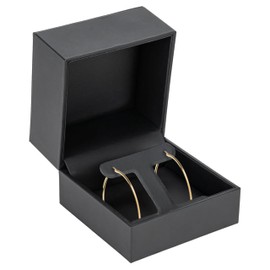 ALLURE BOX & DISPLAY COMPANY Allure - Leather Jewelry Box - Elegant Gift Box with Leather Interior - Opulent Collection- Large Earring Box - Black