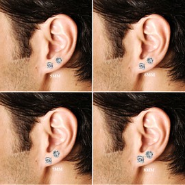 Jstyle 2 Pairs Stainless Steel Magnetic Stud Earrings for Men Women Non-piercing CZ Hypoallergenic 7mm
