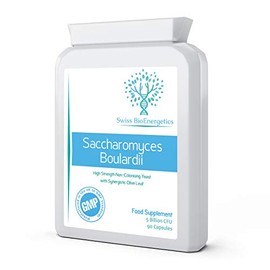 Saccharomyces Boulardii 5 Billion CFU 90 Capsules - No Refrigeration Required - High Strength Non-Colonising Yeast with synergistic Olive Leaf, Biotin and Vitamin D3
