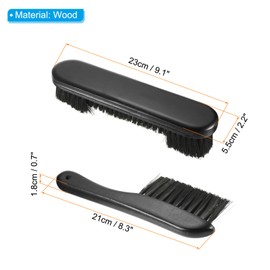 PATIKIL Billiard Pool Table Rail Brush Set, 2-in-1 Pool Table Cleaning Brush Kit Wooden Handle Nylon Bristles for Billiards Table, Black