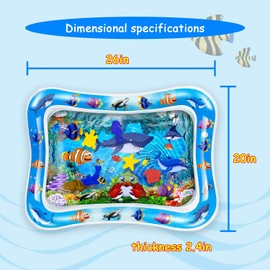 Water Mat Baby, Jund Baby Water Play Mat Toys 3 6 9 Months, Inflatable Water Mat Sensory Toy, Toddler Water Play Mat Leak-Proof PVC for Early Development, 66 x 48 cm