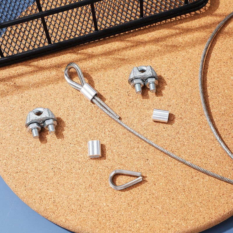 1/8" Wire Rope Kit - 50FT Steel Cable with Loop