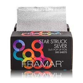 Framar Star Struck Silver Pop Up Hair Foil, hoja de papel de aluminio, láminas para el cabello para resaltar - 500 hojas de papel de aluminio