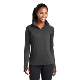SPORT-TEK Women's Sport-Wick Stretch Quarter Zip Pullover Charcoal Grey