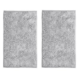 Xmecyino Bathroom Rugs Sets 2 Piece Washable, Luxury ，Chenille Bath Mat Set, Soft Plush Anti-Slip Rectangular Bath， Rug Super Absorbent. (Light Gray, 32"x20"+32"x20")