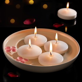 Ashlux White Floating Candles 3 inch, 24 Pack Floating Candles 10 Hours Long Burning, Unscented Floating Candle for Centerpieces, Wedding, Christmas Lights, Romantic Night for Her/Him Set