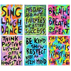 Teacher Set Of 12 (11"x14") Maximalist Decor Classroom Rules Poster Elementary School Positive Motivational Inspirational Mindset Kindness Affirmations Growth Quotes