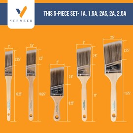 Vermeer Paint Brushes 5-Pack Angle Brushes in Assorted Sizes for All Latex and Oil Paints & Stains - Home Improvement - Interior & Exterior Use
