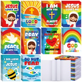 TaoBary 100 Pcs Christian Notepads Mini Bible Verse Notebook Bulk Christian Jesus Religious Notepads Colorful Faith Prayer Inspirational Journals Gift Prizes for Church Vbs Office Sunday School