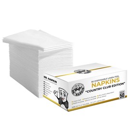 50-Pack Disposable Napkins | Linen-Feel Guest Towels | Cloth-Like Tissue Paper | Pure White (50, 12" X 17")