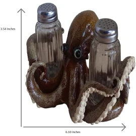 Comfy Hour Retro Collection 3" Octopus Salt and Pepper Bottle Holder, Polyresin