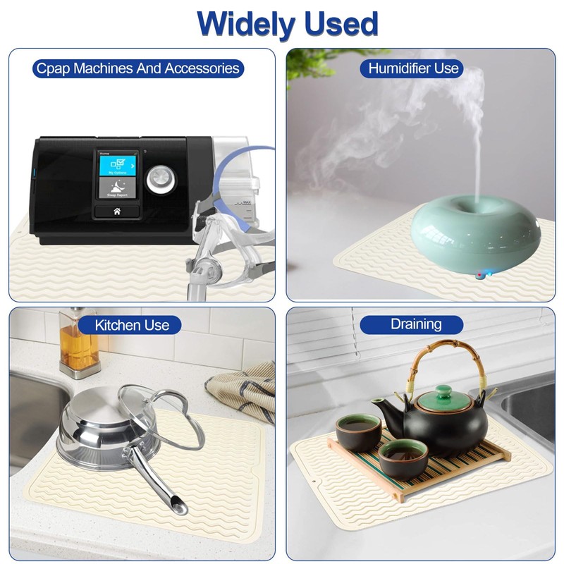 FWUNYVN CPAP Dust Protector Mat, Silicone Mat Prevent CPAP Nightstand