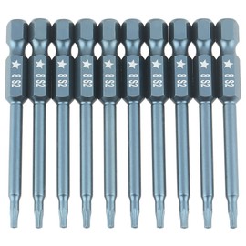 10pcs 1/4inch Hex Shank 65mm S2 Alloy Steel Five Star Screwdriver Bits Set H6.3*65*TS8